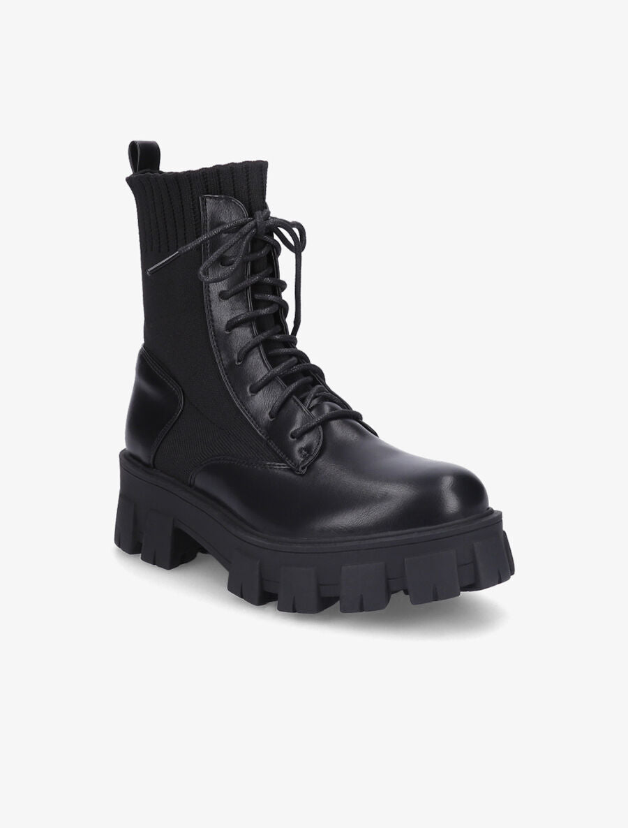Boots style biker bimatière - Noir - 2