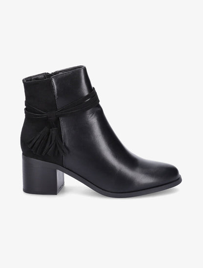 Bottines bi-matière à pompon - Noir - 1
