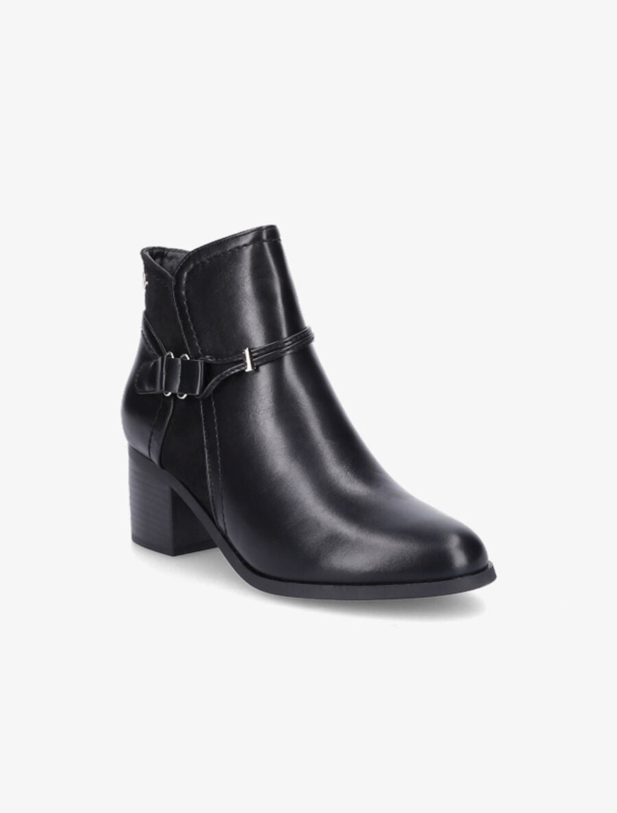 Bottines bi-matière à sangle stylisée - Noir - 2