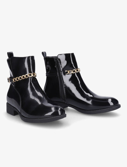 Bottines vernies à chaîne - Noir - 4