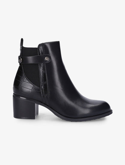 Bottines à talon et contrefort effet croco - Noir - 1