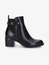 Bottines à talon et contrefort effet croco - Noir - 1