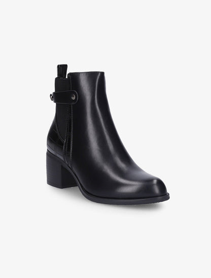 Bottines à talon et contrefort effet croco - Noir - 2