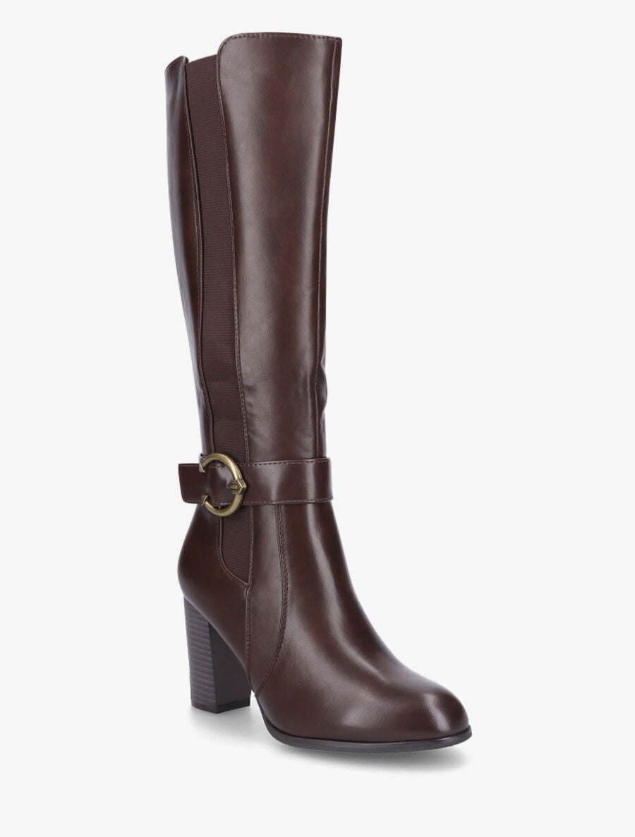 Bottes à talon et boucle stylisée - Marron - 2