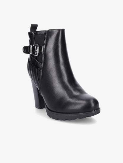 Bottines à talon et contrefort matelassé - Noir - 2
