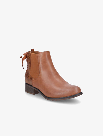 Bottines à contrefort python corseté - Camel - 2