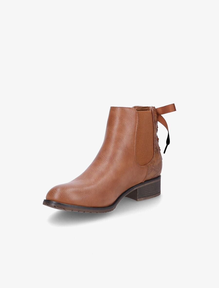 Bottines à contrefort python corseté - Camel - 3