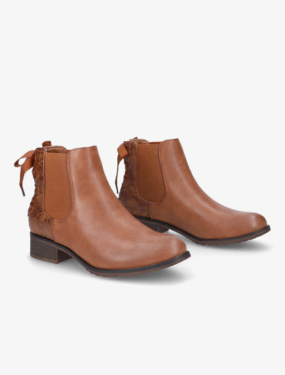 Bottines à contrefort python corseté - Camel - 4