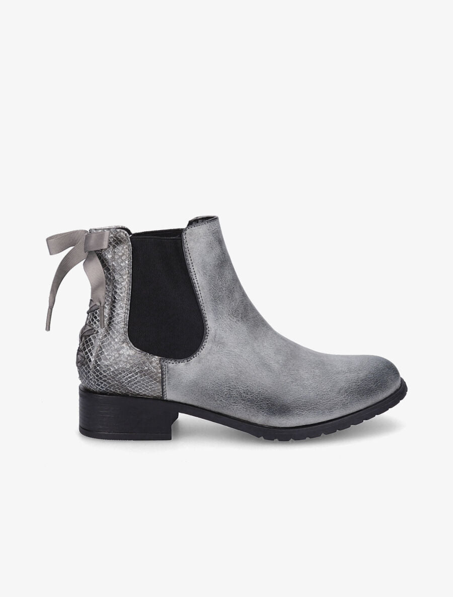 Bottines à contrefort python corseté - Gris - 6