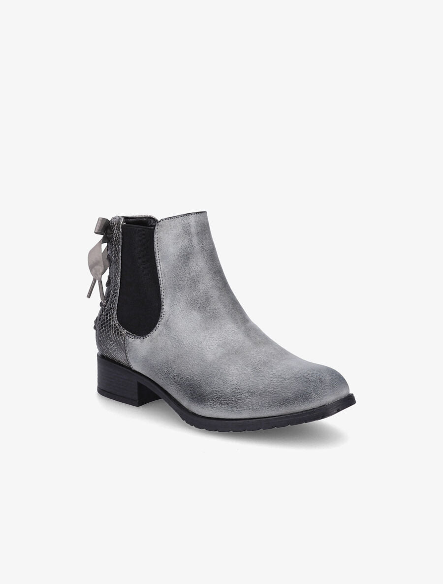 Bottines à contrefort python corseté - Gris - 2