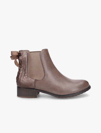 Bottines à contrefort python corseté - Taupe - 1