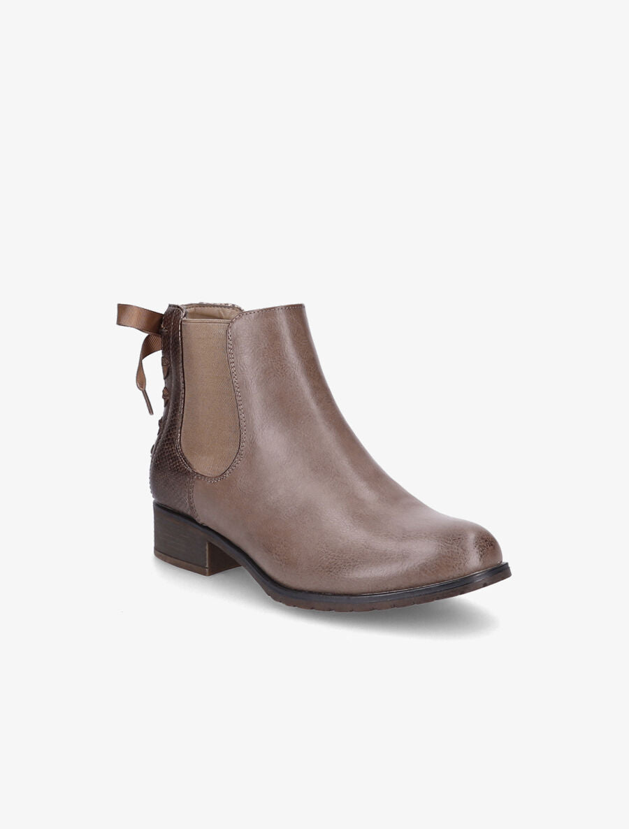 Bottines à contrefort python corseté - Taupe - 2