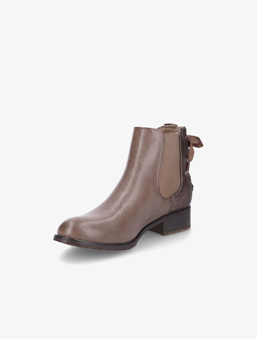 Bottines à contrefort python corseté - Taupe - 3