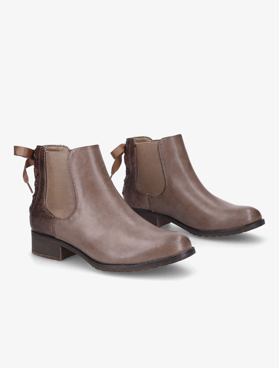 Bottines à contrefort python corseté - Taupe - 4