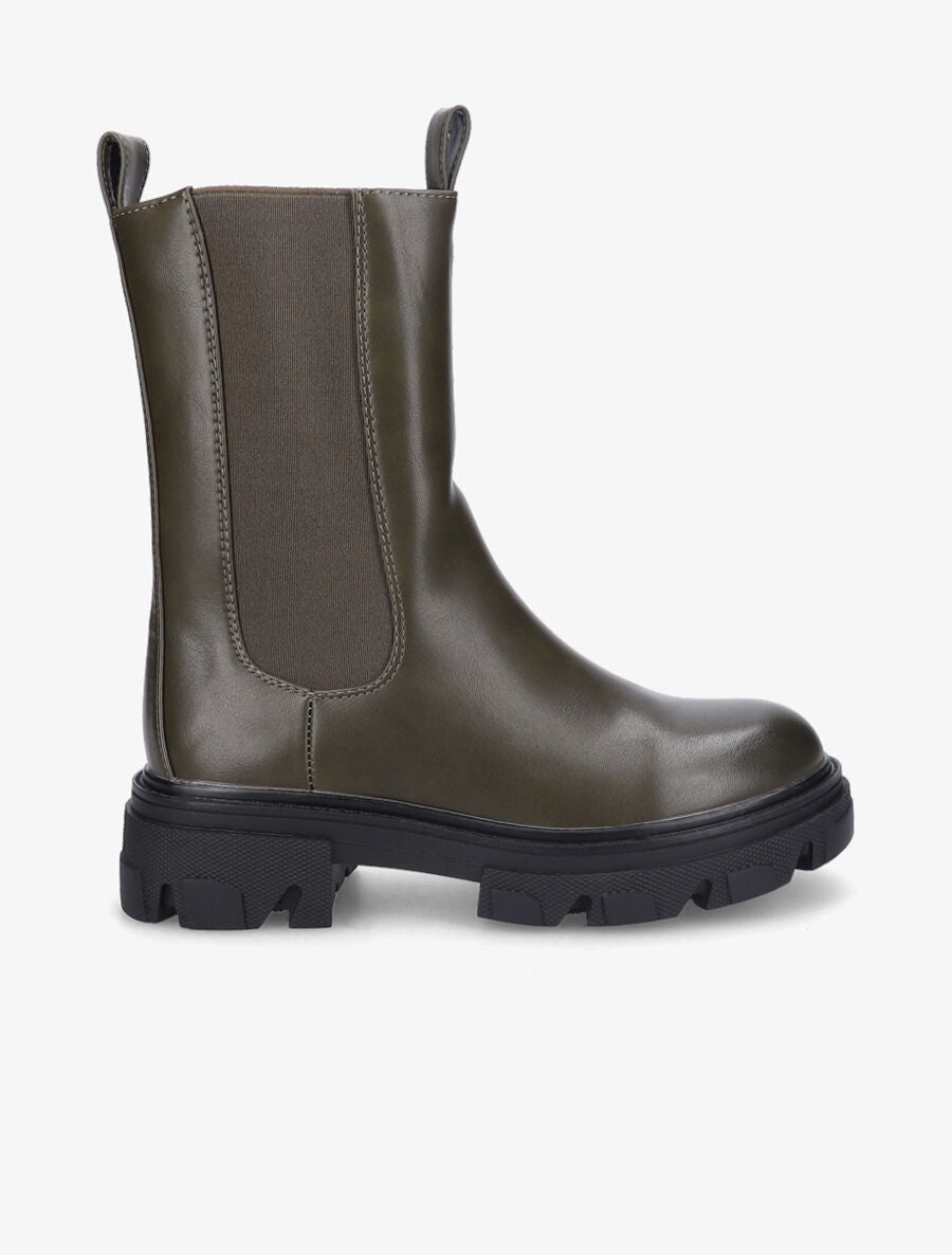 Boots montantes à semelle crantée - Kaki - 5