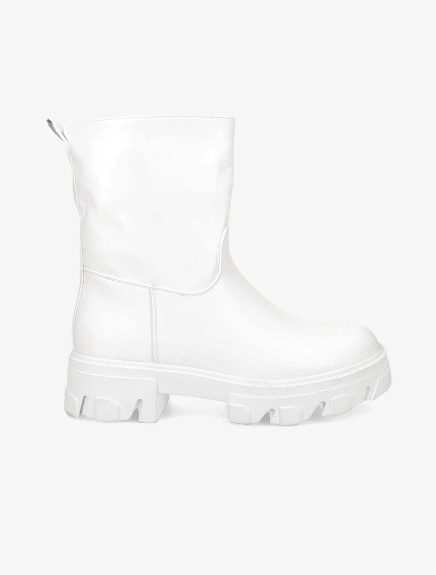 Bottines à plateformes crantées et intérieurs fourrés - Blanc - 1