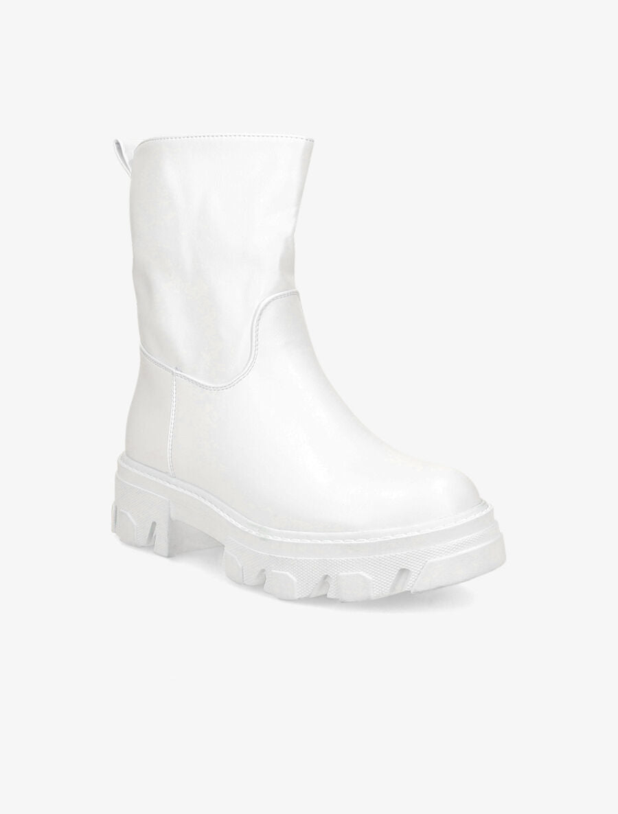 Bottines à plateformes crantées et intérieurs fourrés - Blanc - 2