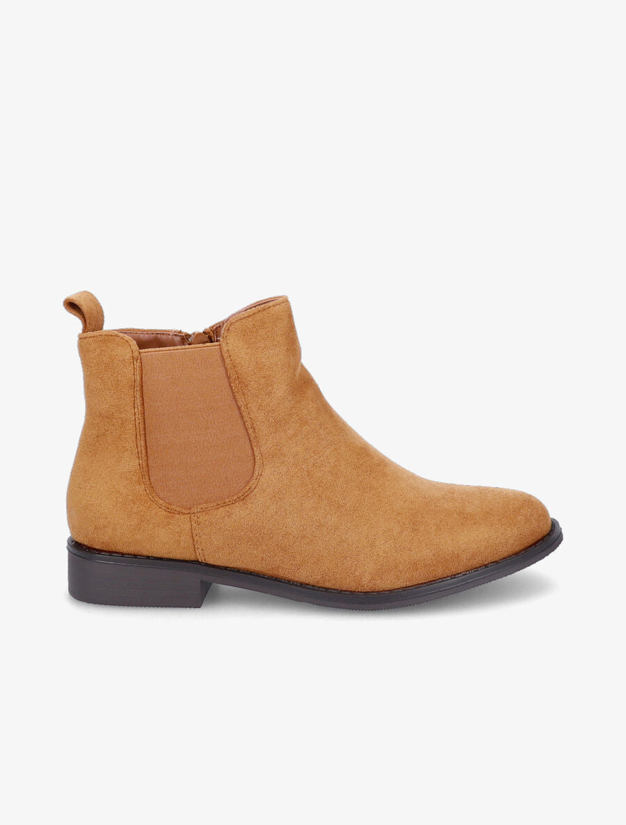 Bottines plates en suédine - Camel - 1