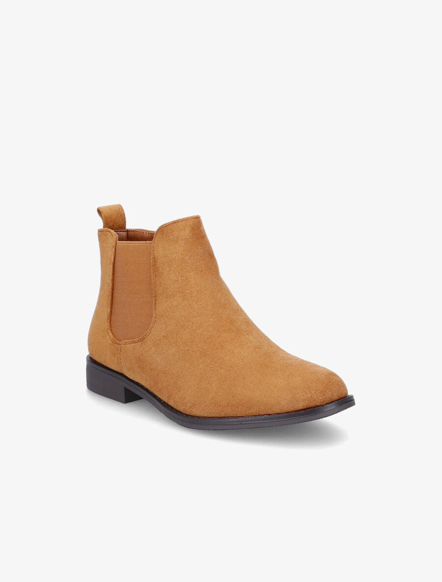 Bottines plates en suédine - Camel - 2