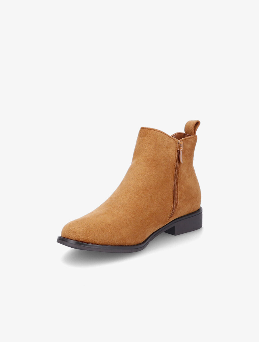Bottines plates en suédine - Camel - 3