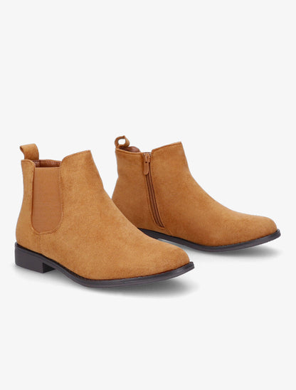 Bottines plates en suédine - Camel - 4