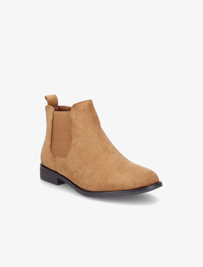 Bottines plates en suédine - Marron clair - 2