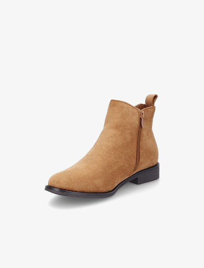 Bottines plates en suédine - Marron clair - 3