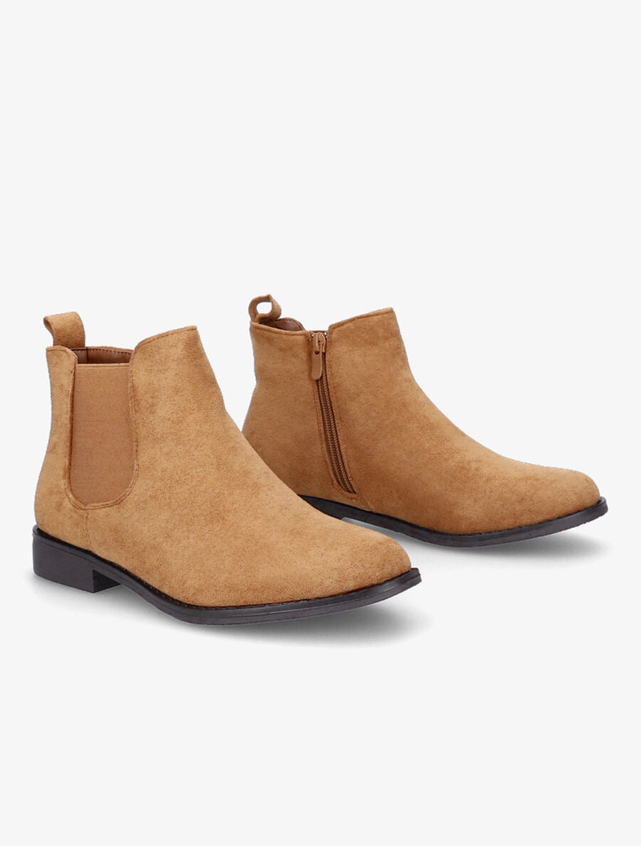Bottines plates en suédine - Marron clair - 4
