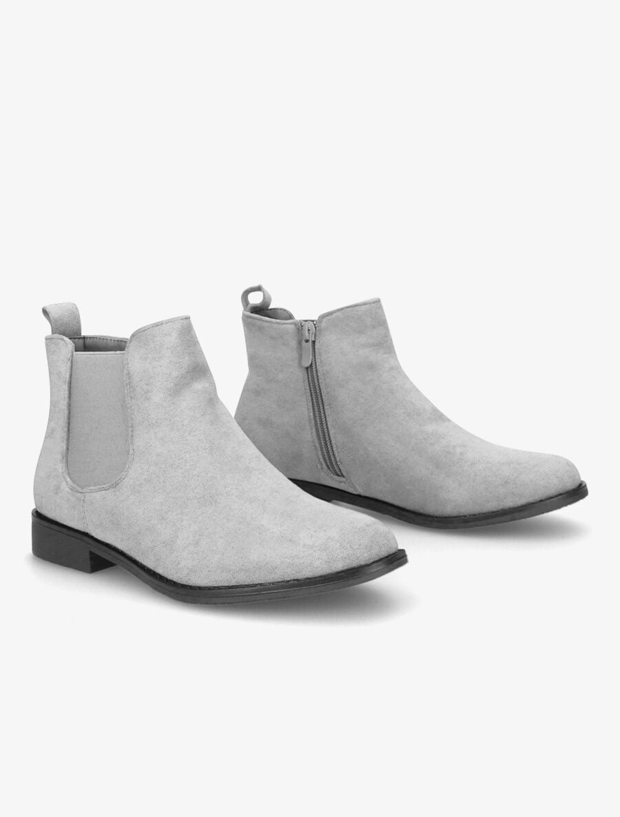 Bottines plates en suédine - Gris - 4