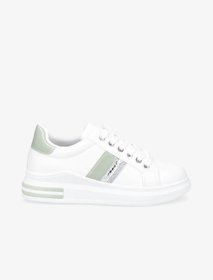 Tennis en simili à ornement pailleté - Blanc/vert - 1