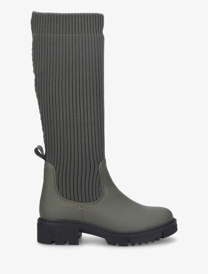 Bottes style chaussettes à semelles crantées - Kaki - 1