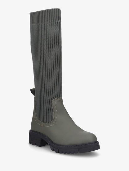 Bottes style chaussettes à semelles crantées - Kaki - 2