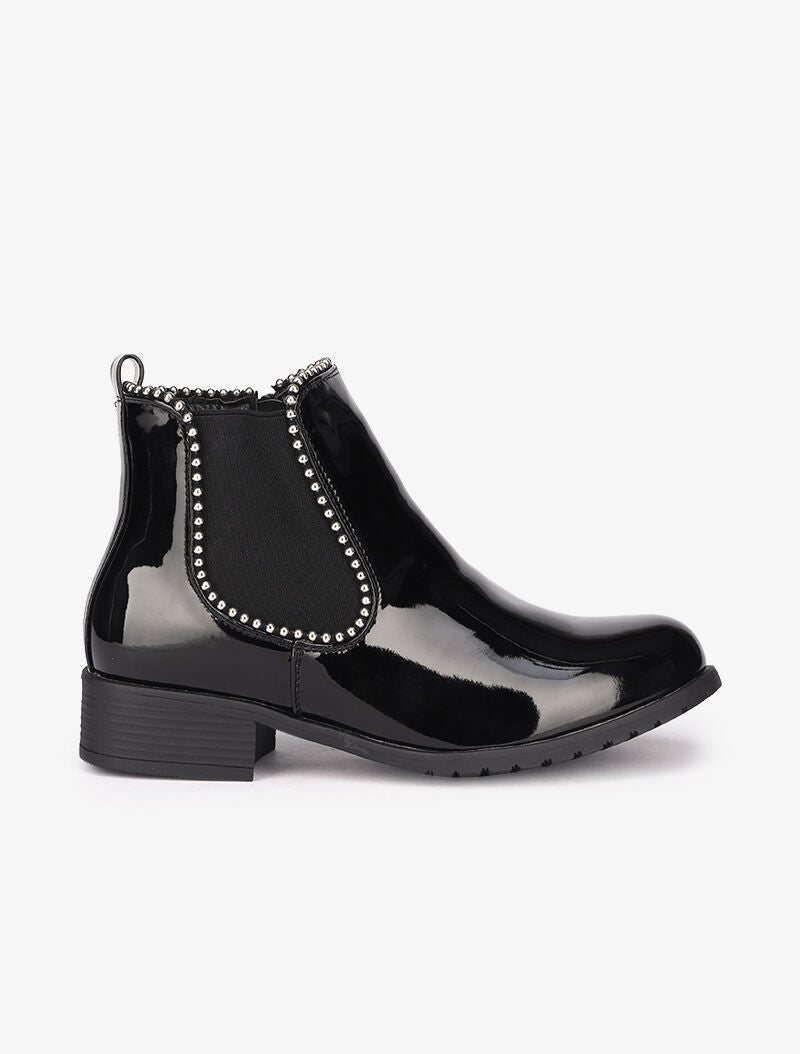 Bottines vernies à clous - Noir - 5