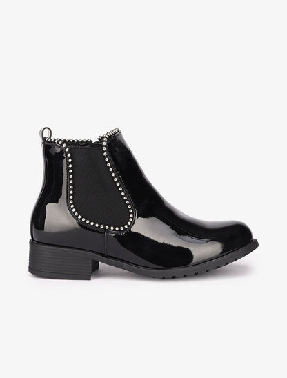 Bottines vernies à clous - Noir - 5