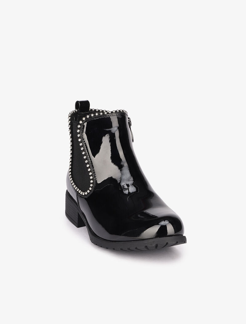 Bottines vernies à clous - Noir - 2