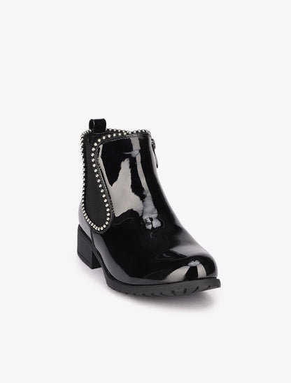 Bottines vernies à clous - Noir - 2