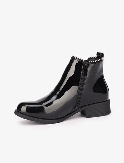 Bottines vernies à clous - Noir - 3
