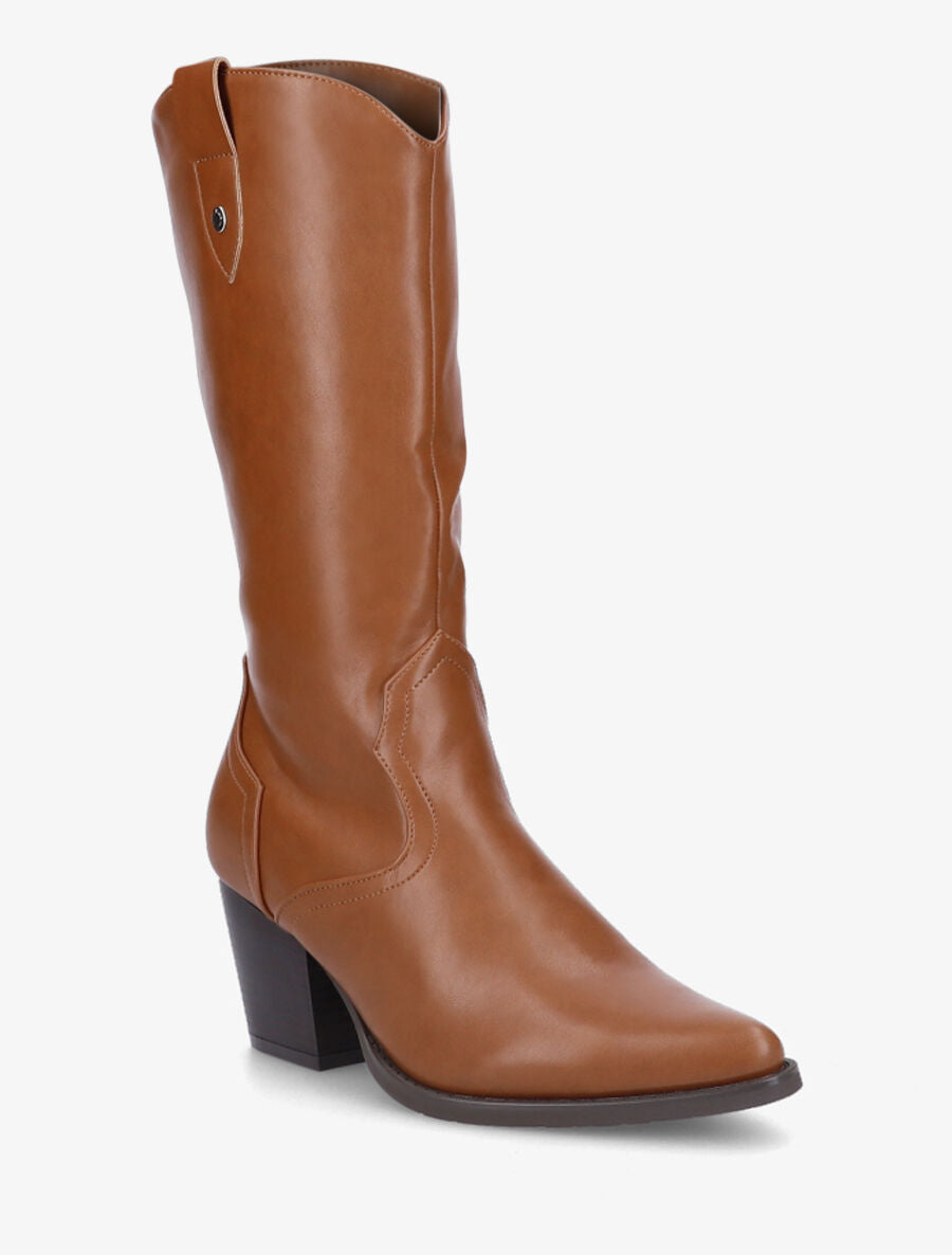 Bottes en simili style santiags - Camel - 2