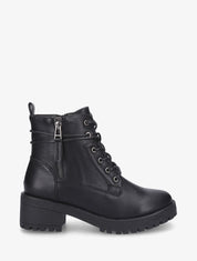 Bottines à lacets et double zips - Noir - 1