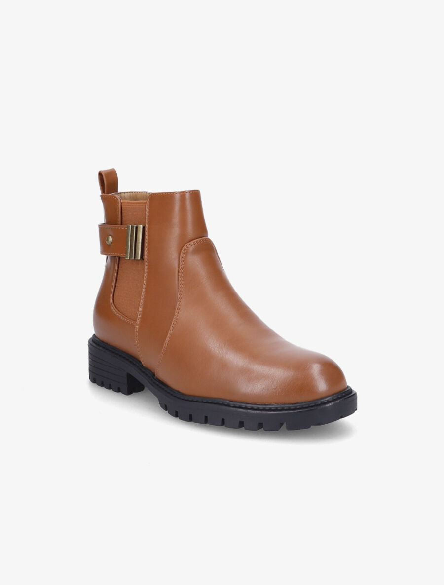 Bottines élastiquées à sangle et semelle crantée - Camel - 2