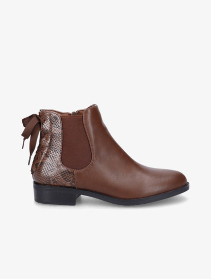 Bottines à contrefort corseté effet python - Marron - 1