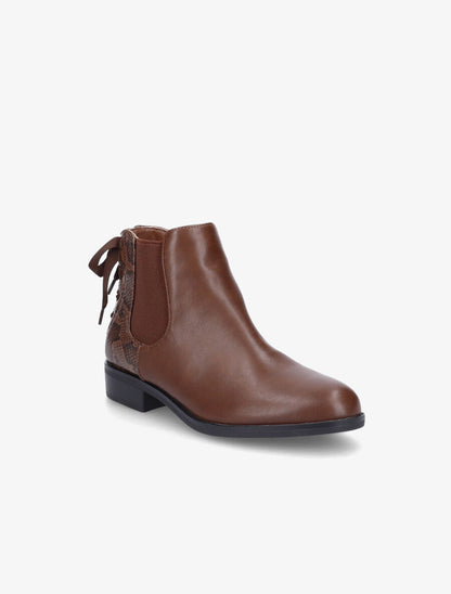 Bottines à contrefort corseté effet python - Marron - 2