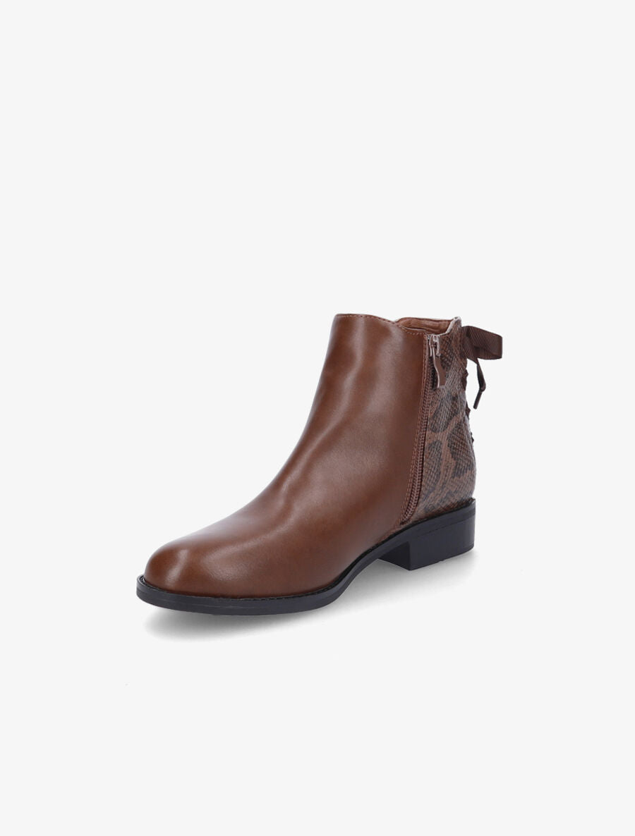 Bottines à contrefort corseté effet python - Marron - 3