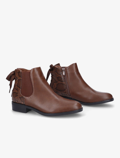 Bottines à contrefort corseté effet python - Marron - 4