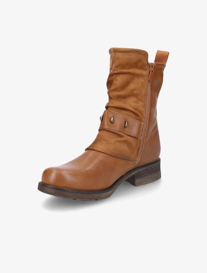 Boots montantes bi-matière à sangle - Camel - 3