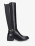 Bottes élastiquées en simili et sangles - Noir - 1