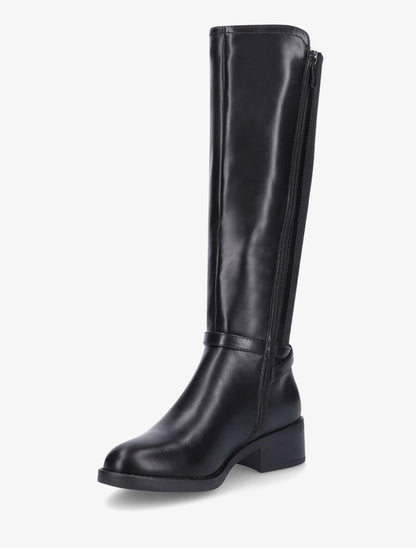 Bottes élastiquées en simili et sangles - Noir - 3