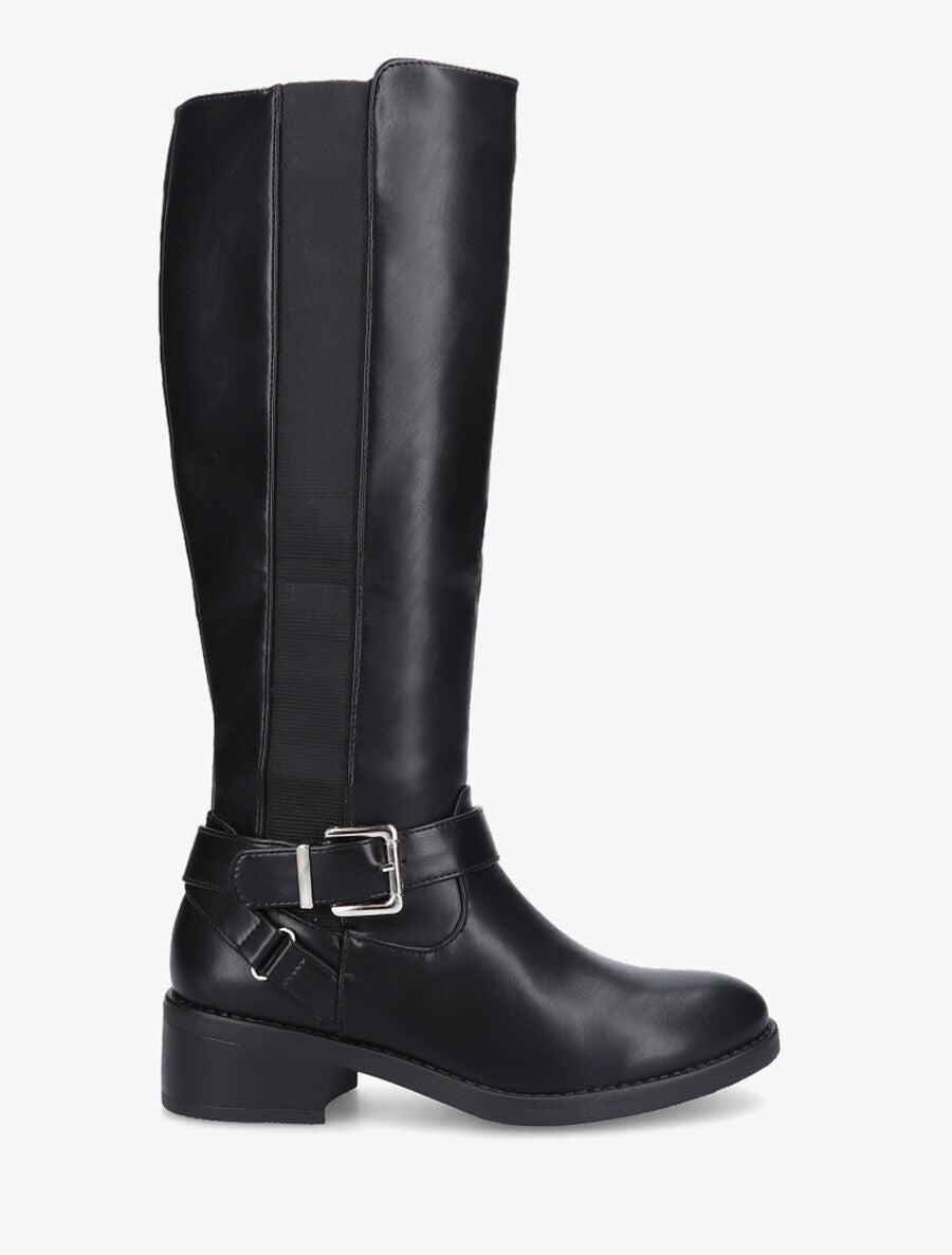 Bottes classiques élastiquées en simili - Noir - 5