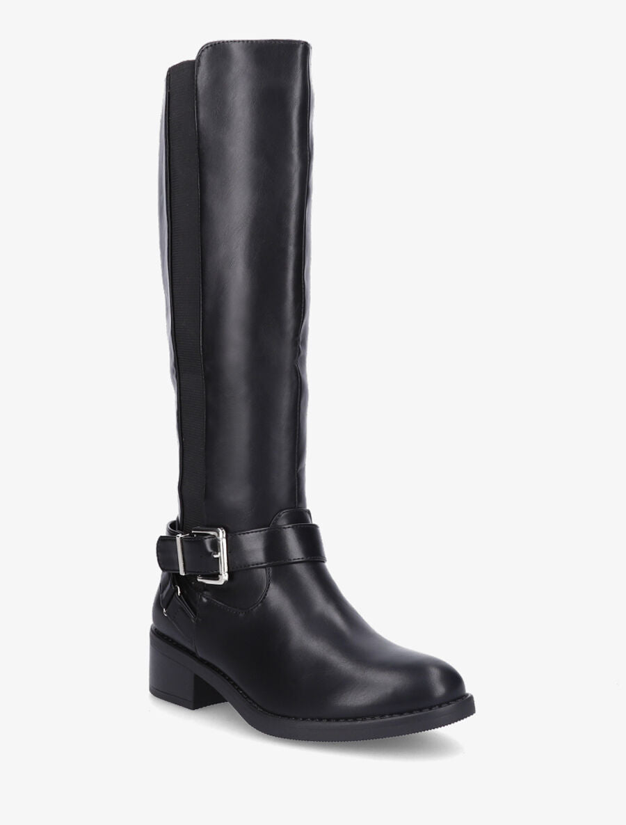 Bottes classiques élastiquées en simili - Noir - 2