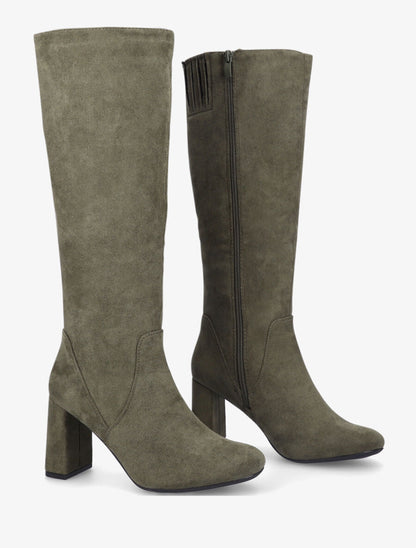 Bottes en suédine à découpe - Kaki - 5